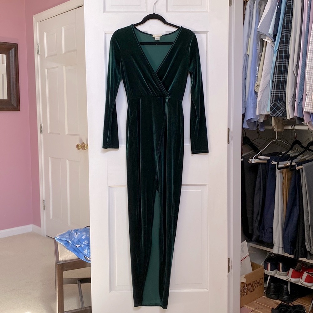 Necessary Clothing Long Green velvet dress